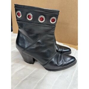 Harley-Davidson Boots Womens Size 7.5 Leather Block‎ Heel Ankle Zip Moto Biker